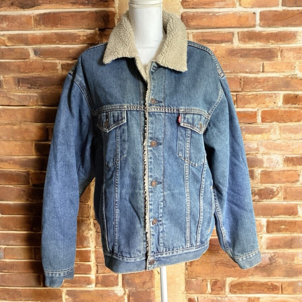 Vintage Levi's Classic Trucker Sherpa Lined Denim Jean Jacket L